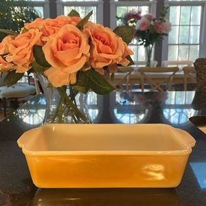 Fire King Peach Opalescent Luster Ware Platonite Loaf Pan